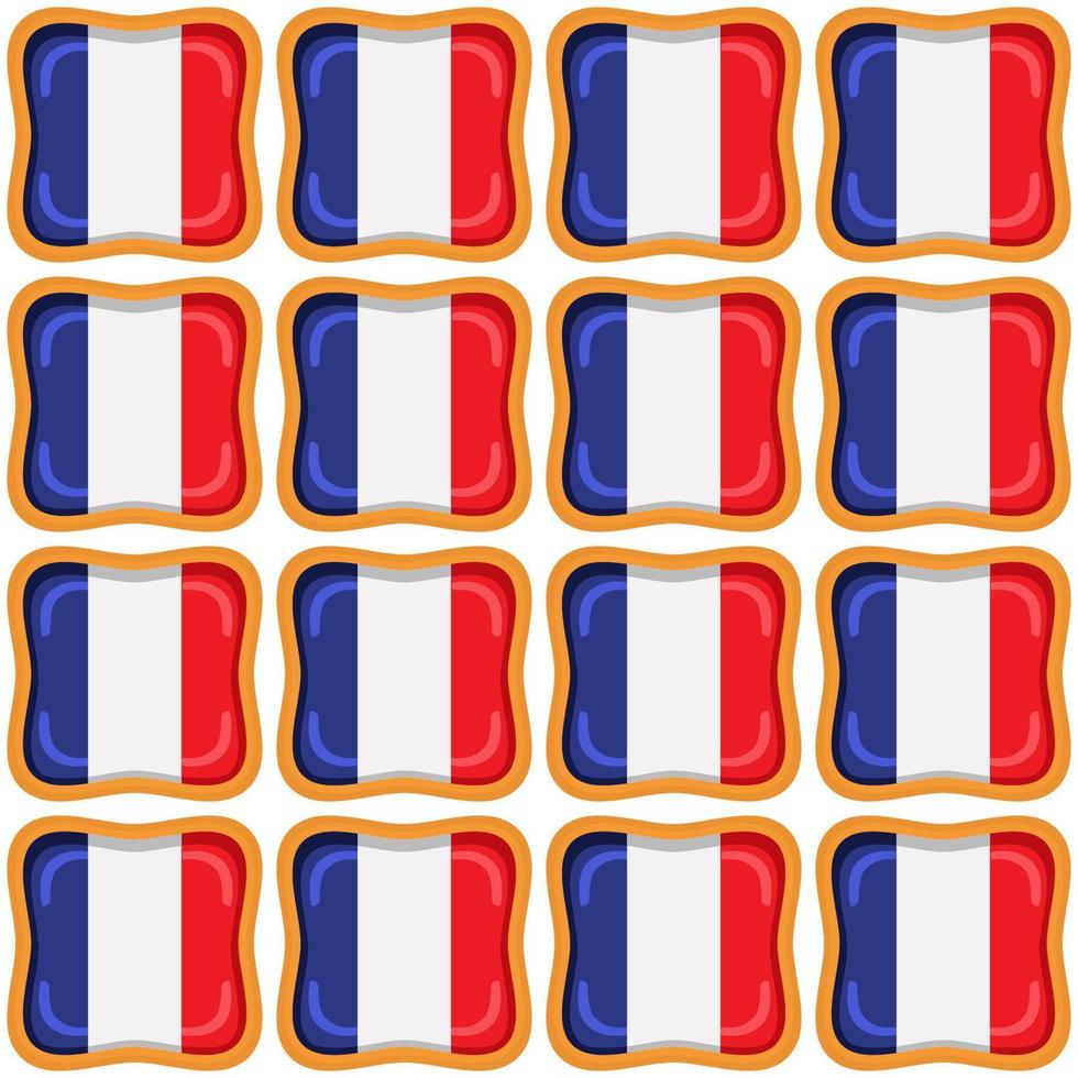 Pattern cookie with flag country France in tasty biscuit vector