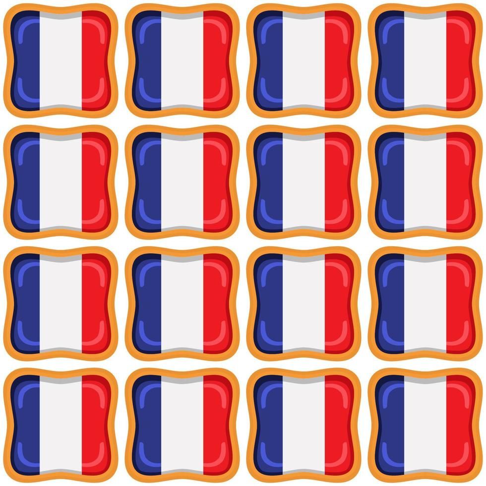 Pattern cookie with flag country France in tasty biscuit vector