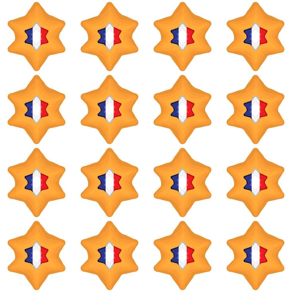 Pattern cookie with flag country France in tasty biscuit vector