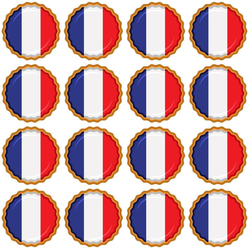 Pattern cookie with flag country France in tasty biscuit vector