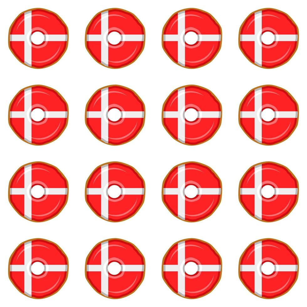 Pattern cookie with flag country Denmark in tasty biscuit vector