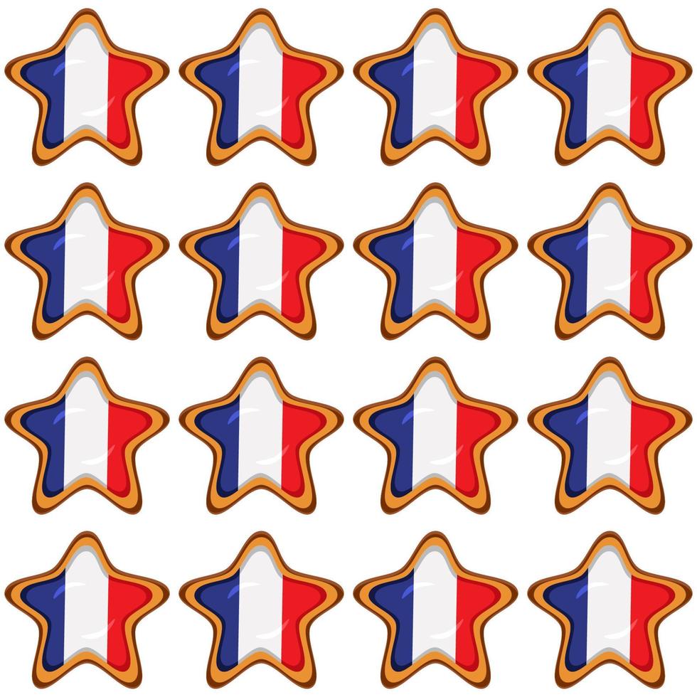 Pattern cookie with flag country France in tasty biscuit vector