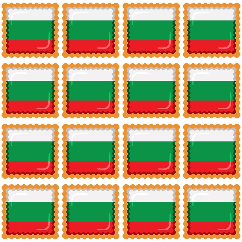 Pattern cookie with flag country Bulgaria in tasty biscuit vector