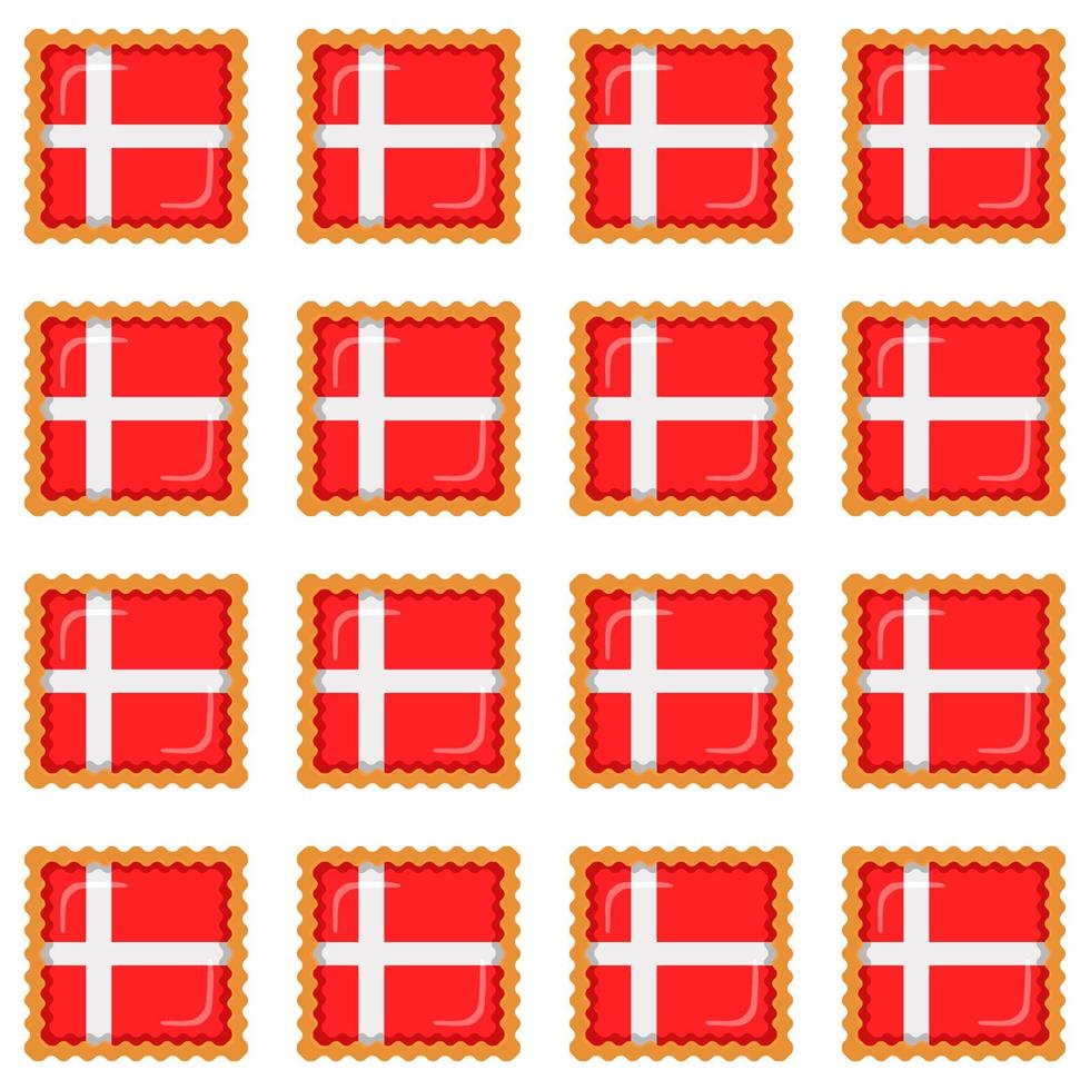 Pattern cookie with flag country Denmark in tasty biscuit vector