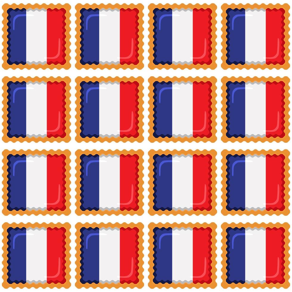 Pattern cookie with flag country France in tasty biscuit vector