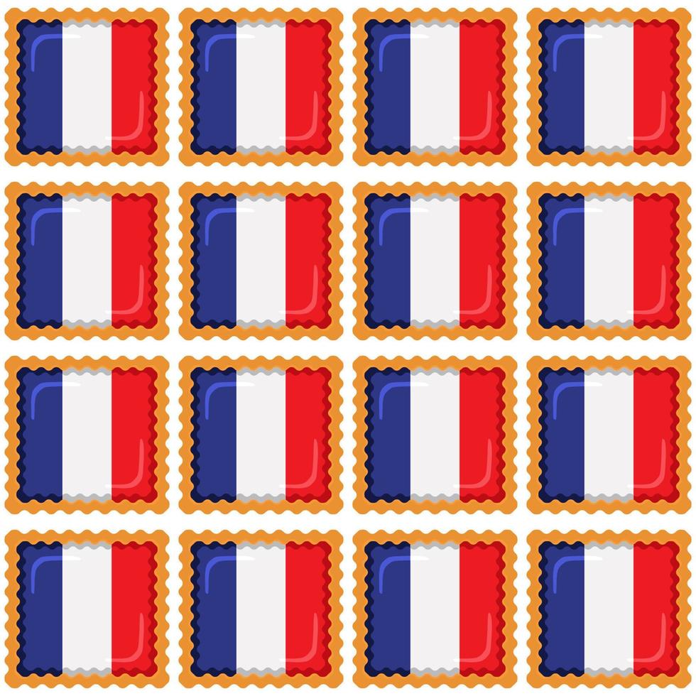 Pattern cookie with flag country France in tasty biscuit vector