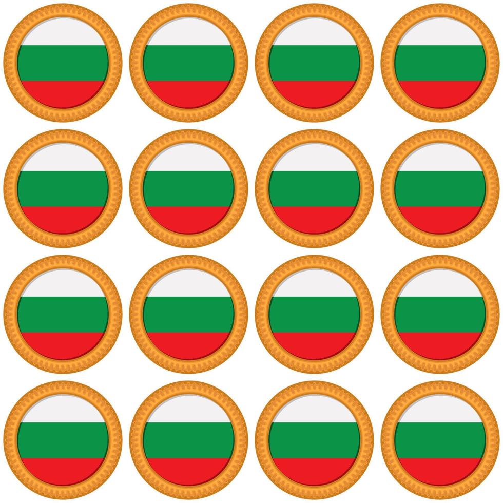 Pattern cookie with flag country Bulgaria in tasty biscuit vector
