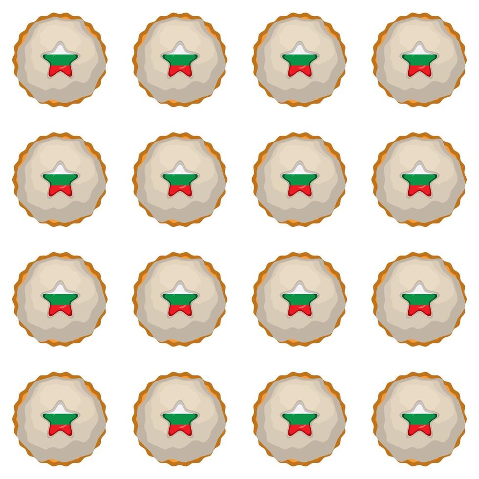 Pattern cookie with flag country Bulgaria in tasty biscuit vector