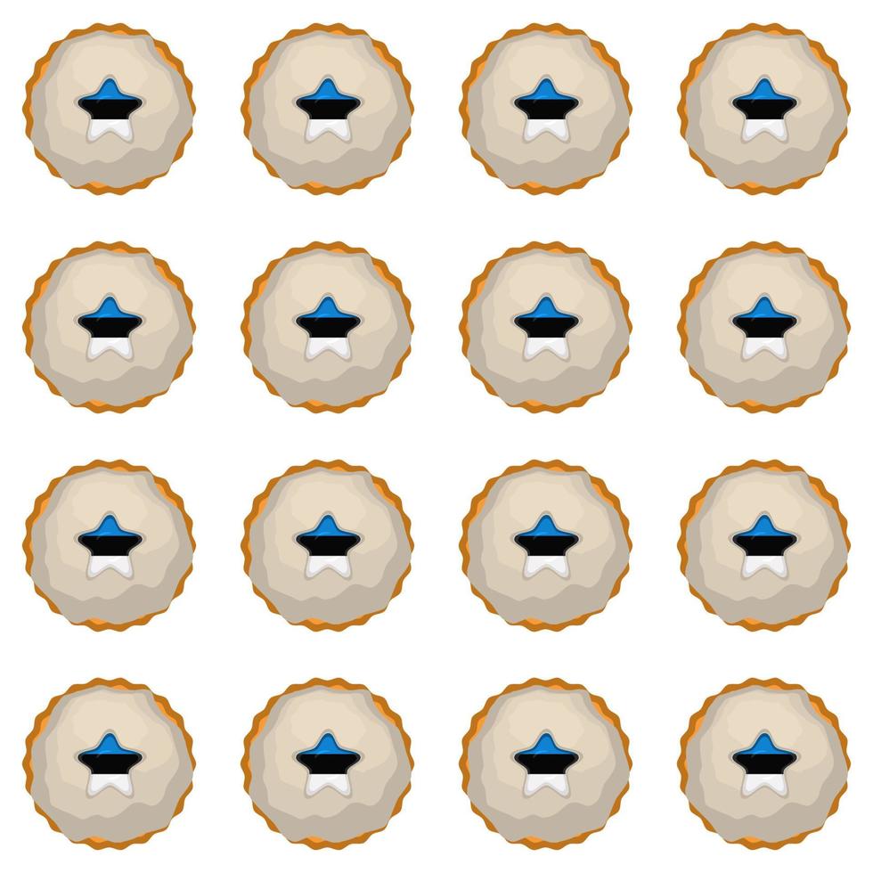 Pattern cookie with flag country Estonia in tasty biscuit vector