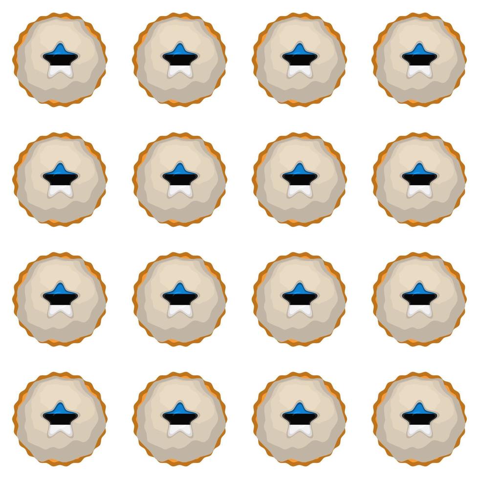 Pattern cookie with flag country Estonia in tasty biscuit vector