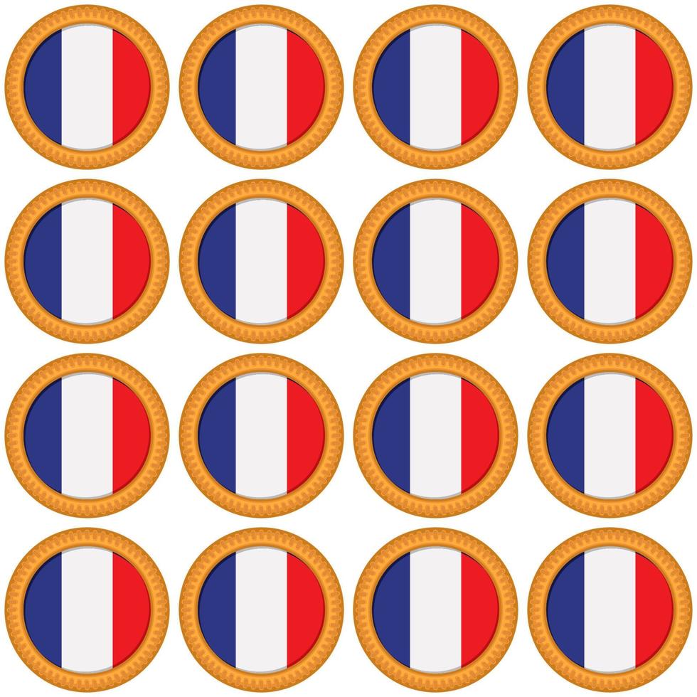Pattern cookie with flag country France in tasty biscuit vector