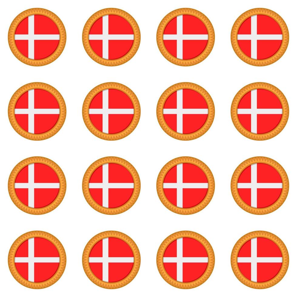modelo Galleta con bandera país Dinamarca en sabroso galleta vector