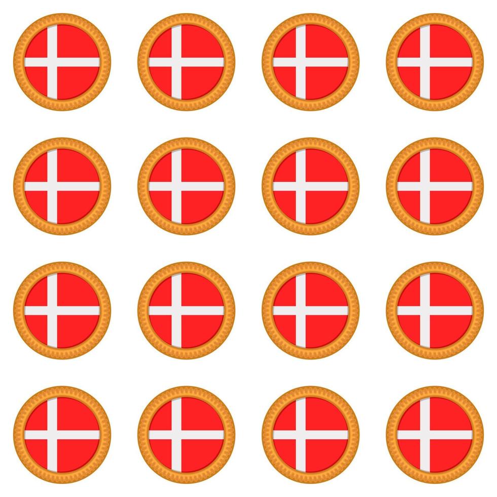 Pattern cookie with flag country Denmark in tasty biscuit vector