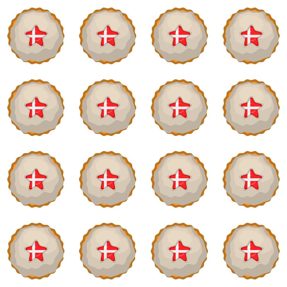 Pattern cookie with flag country Denmark in tasty biscuit vector