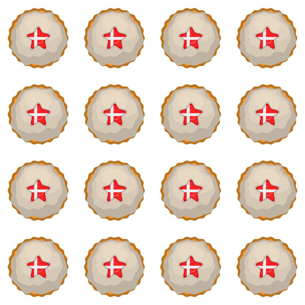 Pattern cookie with flag country Denmark in tasty biscuit vector