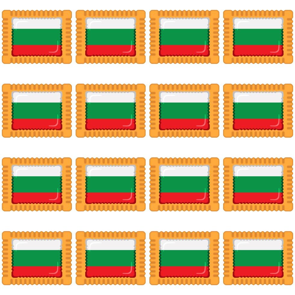 Pattern cookie with flag country Bulgaria in tasty biscuit vector