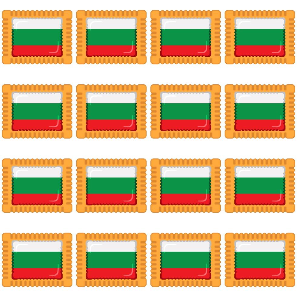 Pattern cookie with flag country Bulgaria in tasty biscuit vector