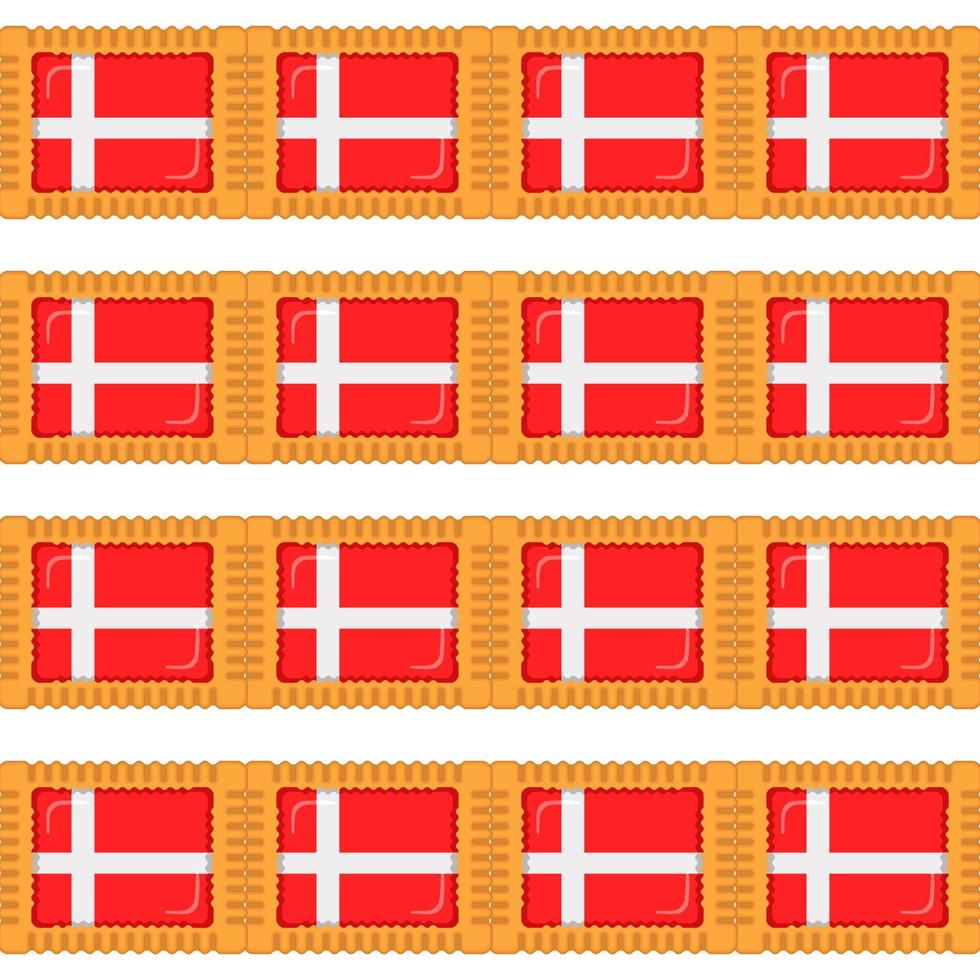 Pattern cookie with flag country Denmark in tasty biscuit vector