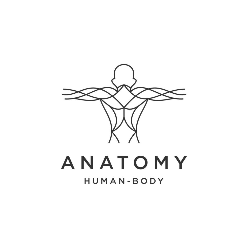 Anatomy line logo icon design template flat vector