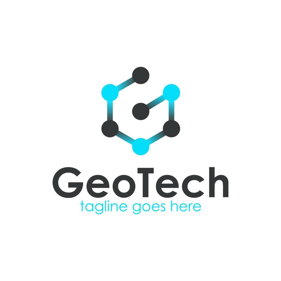 Geo Tech Logo Design Template with atom icon. Perfect for business, company, mobile, app, technology, etc vector