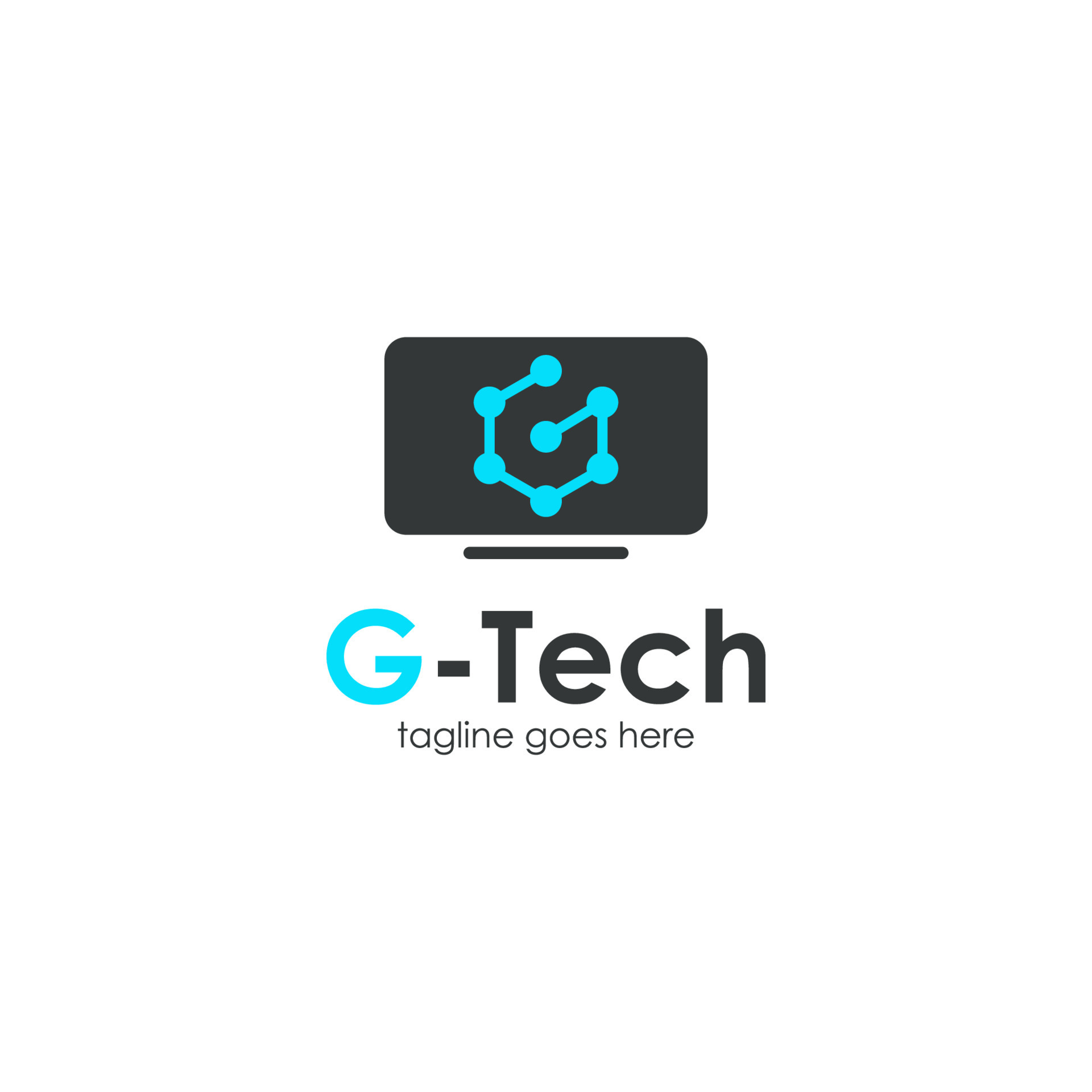 G-Tech Logo Design Template with tech icon and computer. Perfect for ...