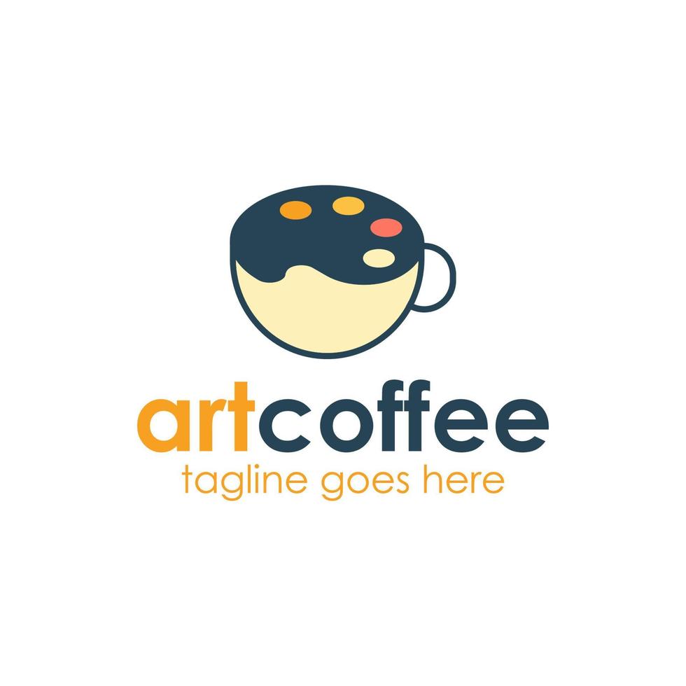 Art Coffee Logo Design Template with art icon and cup. Perfect for