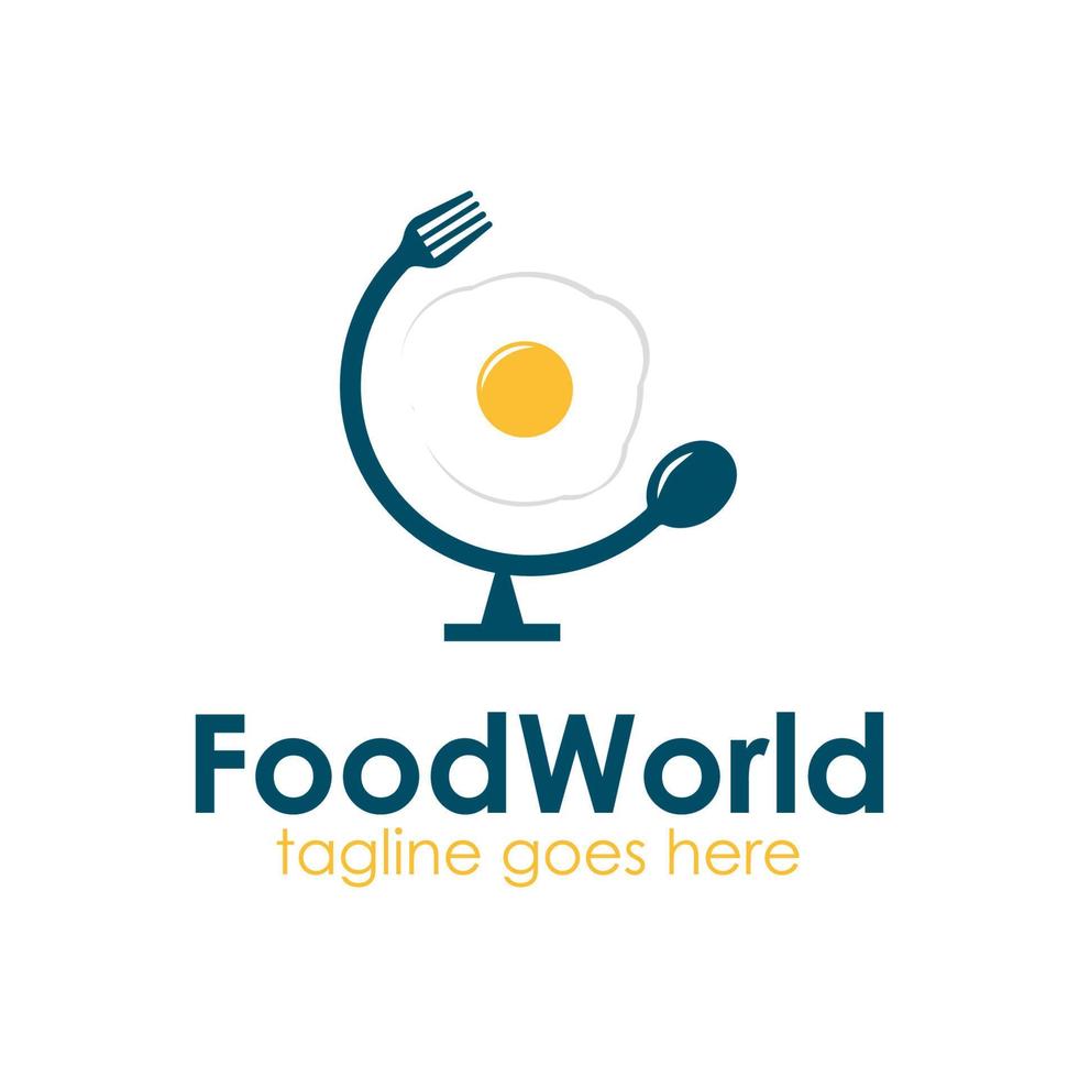 Food World Logo Design Template with food icon and earth. Perfect for