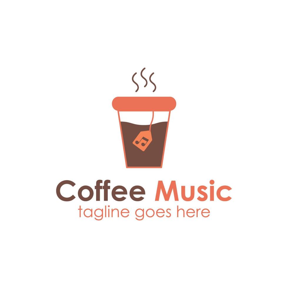 Coffee Music Logo Design Template with cup icon and music icon. Perfect for business, company, mobile, app, etc. vector