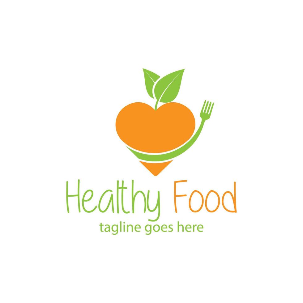 Healthy Food Logo Design Template with carrot love. Perfect for business, company, mobile, app, restaurant, etc vector