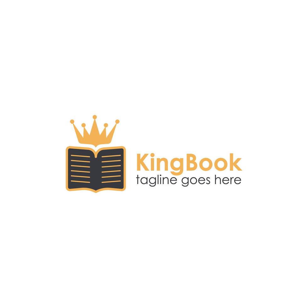King Book Logo Design Template with book icon and crown. Perfect for business, company, restaurant, mobile, app, etc vector