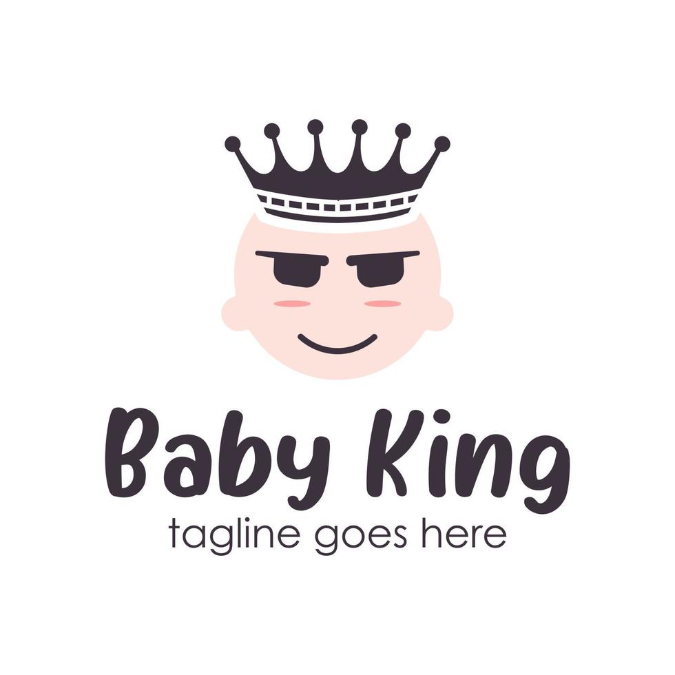 Baby King Logo Design Template with a baby icon and crown. Perfect for business, company, mobile, app, etc. vector
