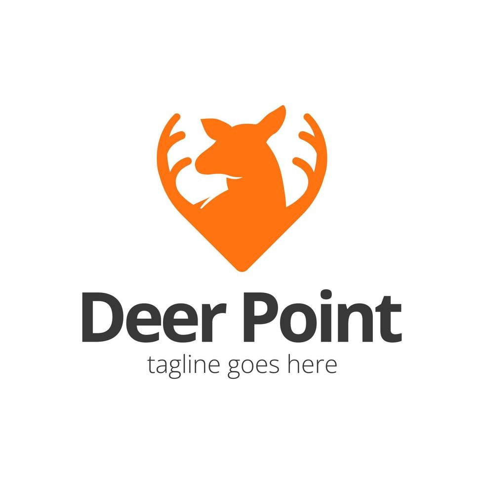 Deer Point Logo Design Template with deer icon and point. Perfect for business, company, mobile, app, zoo, etc. vector