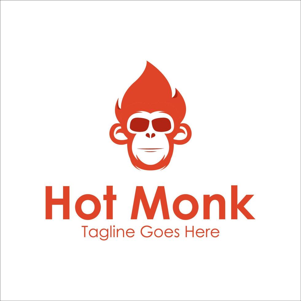 Hot Monk Logo Design Template with monk icon and fire. Perfect for business, company, mobile, app, etc vector