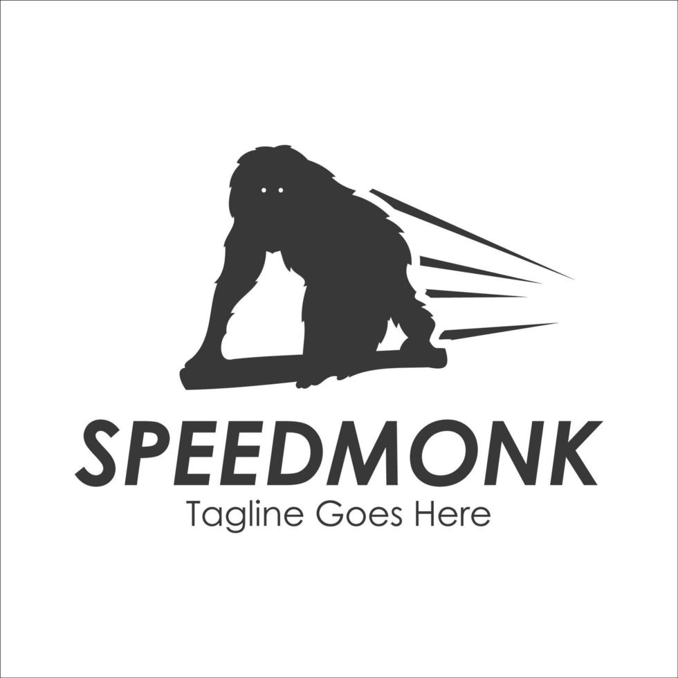 Speed Monk Logo Design Template with monk icon and speed. Perfect for business, company, mobile, app, etc vector