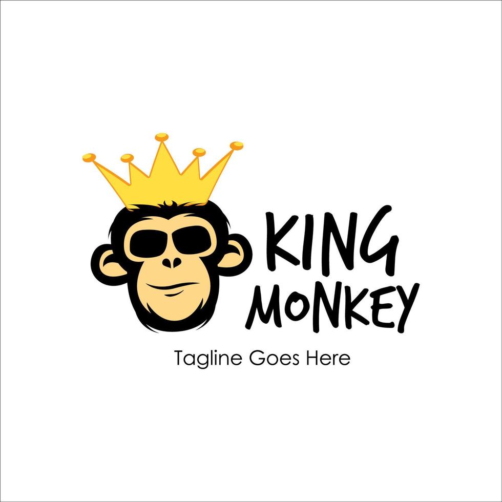 King Monkey Logo Design Template with monk icon and crown. Perfect for business, company, mobile, app, etc vector