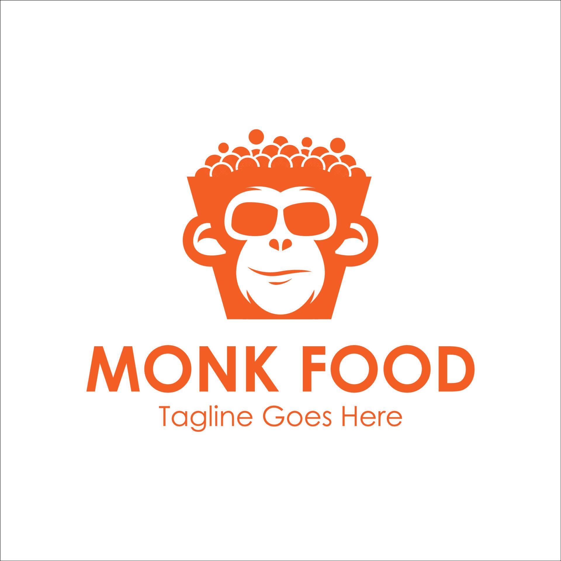 Monk Food Logo Design Template with monk icon and food. Perfect for ...