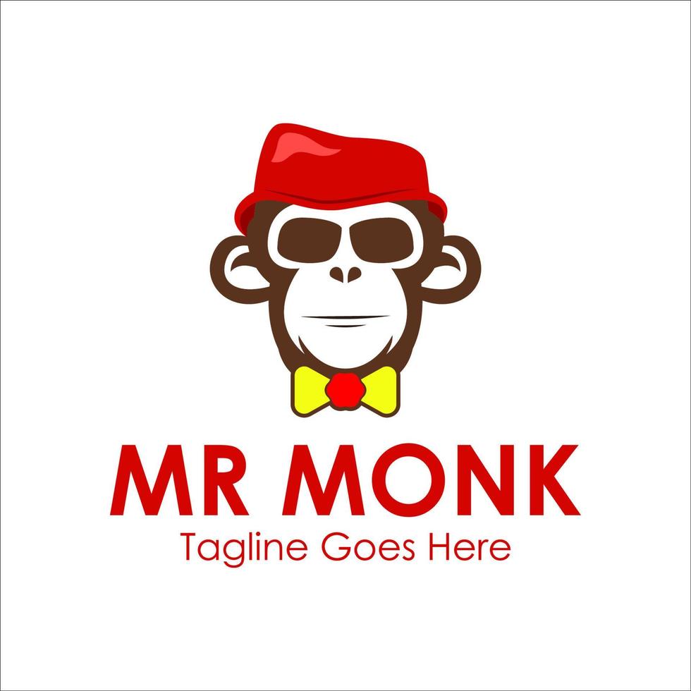 Mr Monk Logo Design Template with monk icon and hat. Perfect for business, company, mobile, app, etc vector