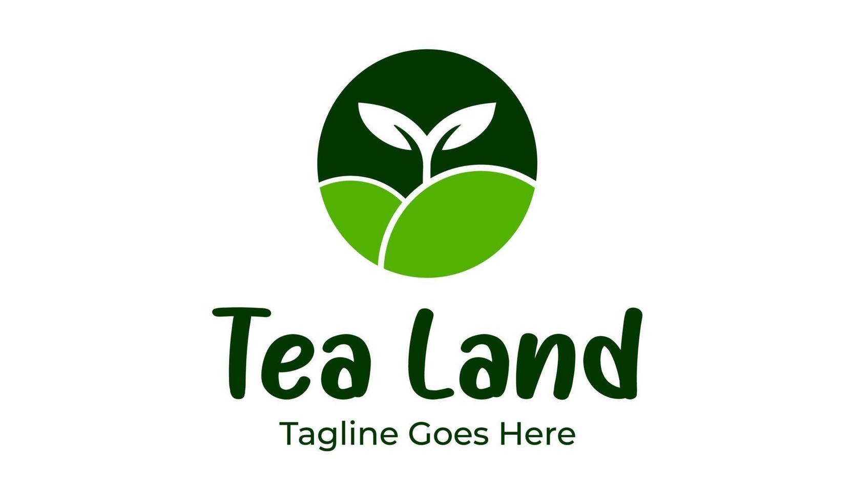 Tea Land Logo Design Template with tea icon and land. Perfect for business, company, restaurant, mobile, app, etc vector