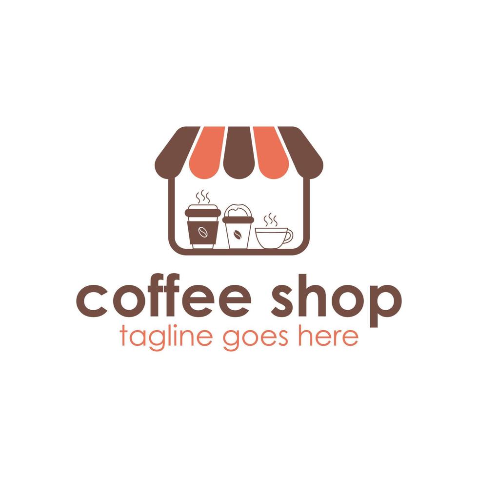 Coffee Shop Logo Design Template with coffee icon and store. Perfect for business, company, mobile, app, etc. vector