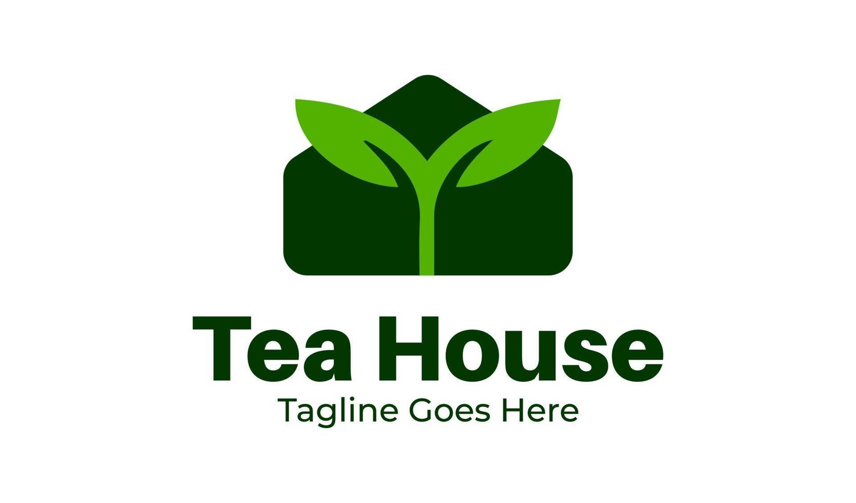 Tea House Logo Design Template with tea icon and house. Perfect for business, company, restaurant, mobile, app, etc vector