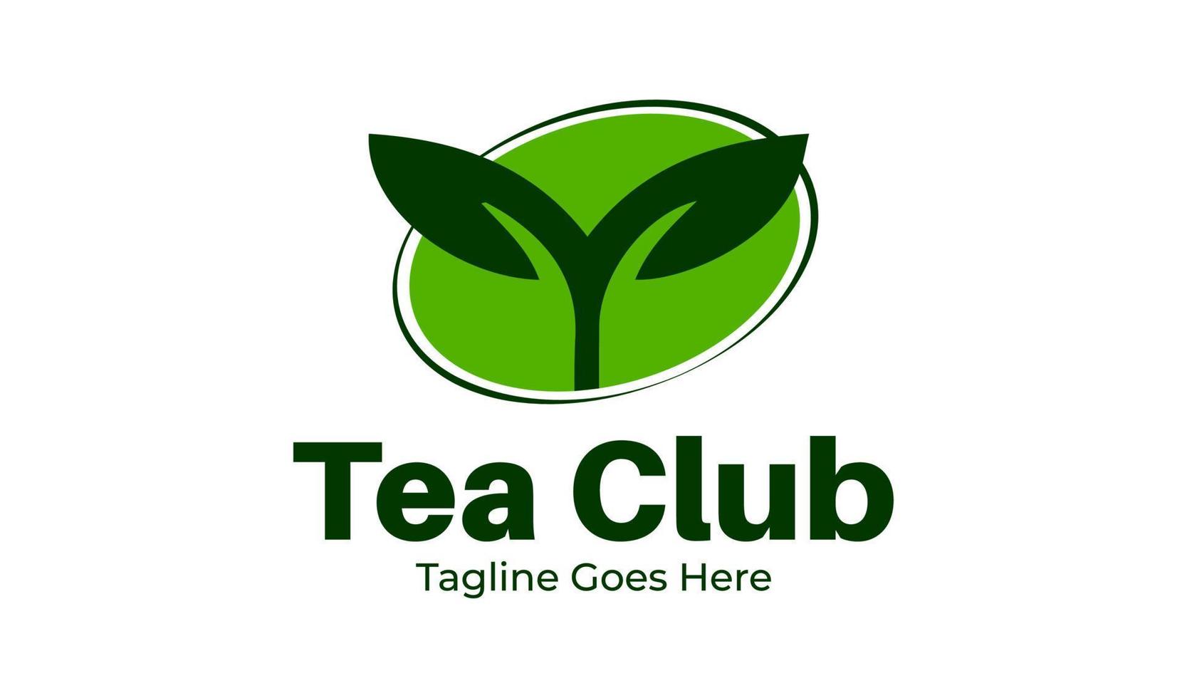 Tea Club Logo Design Template with tea icon and badge. Perfect for business, company, restaurant, mobile, app, etc vector