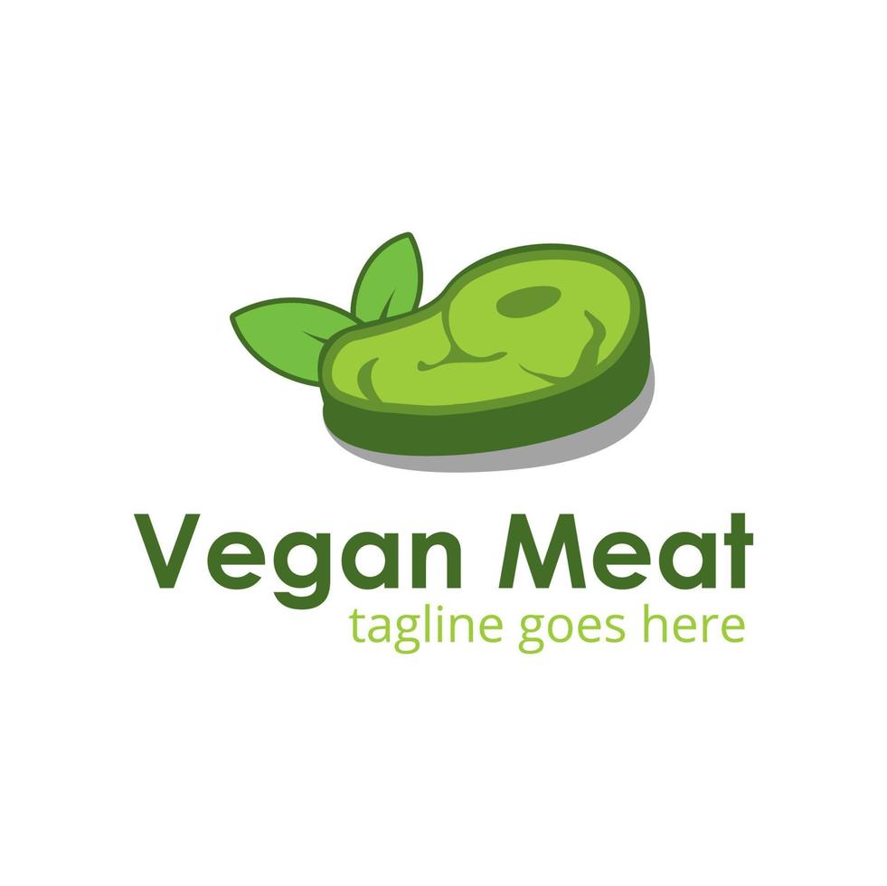 Vegan Meat Logo Design Template with meat and leaf icon. Perfect for business, company, mobile, app, restaurant, etc vector