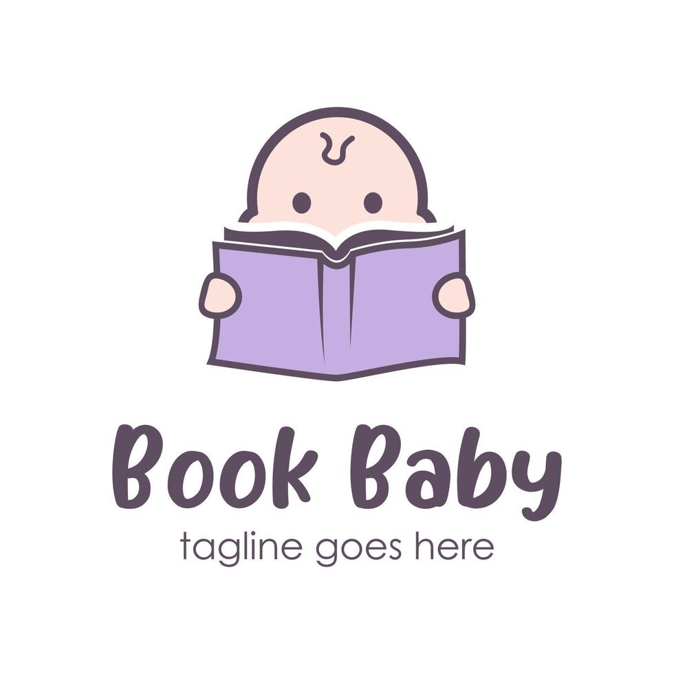 libro bebé logo diseño modelo con libro icono y un bebé. Perfecto para negocio, compañía, móvil, aplicación, etc. vector