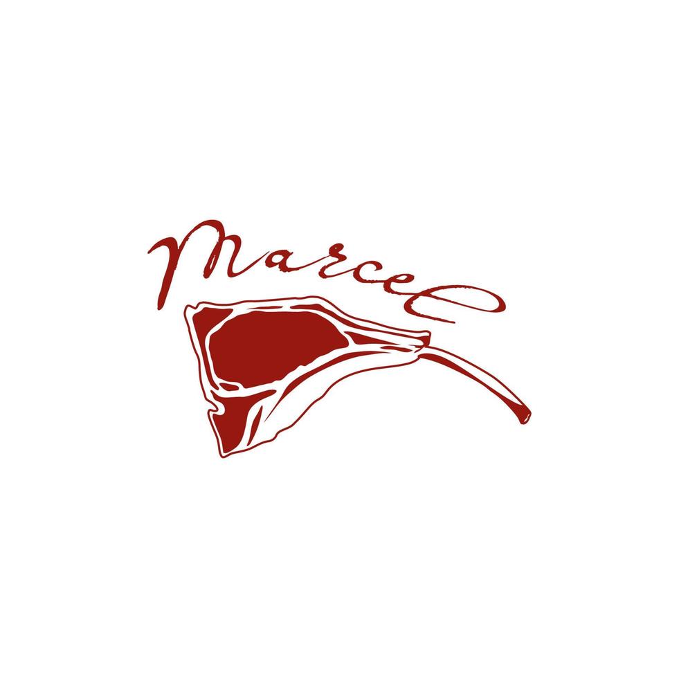 marcelo carne logo diseño modelo con carne icono. Perfecto para negocio, compañía, móvil, aplicación, restaurante, etc vector