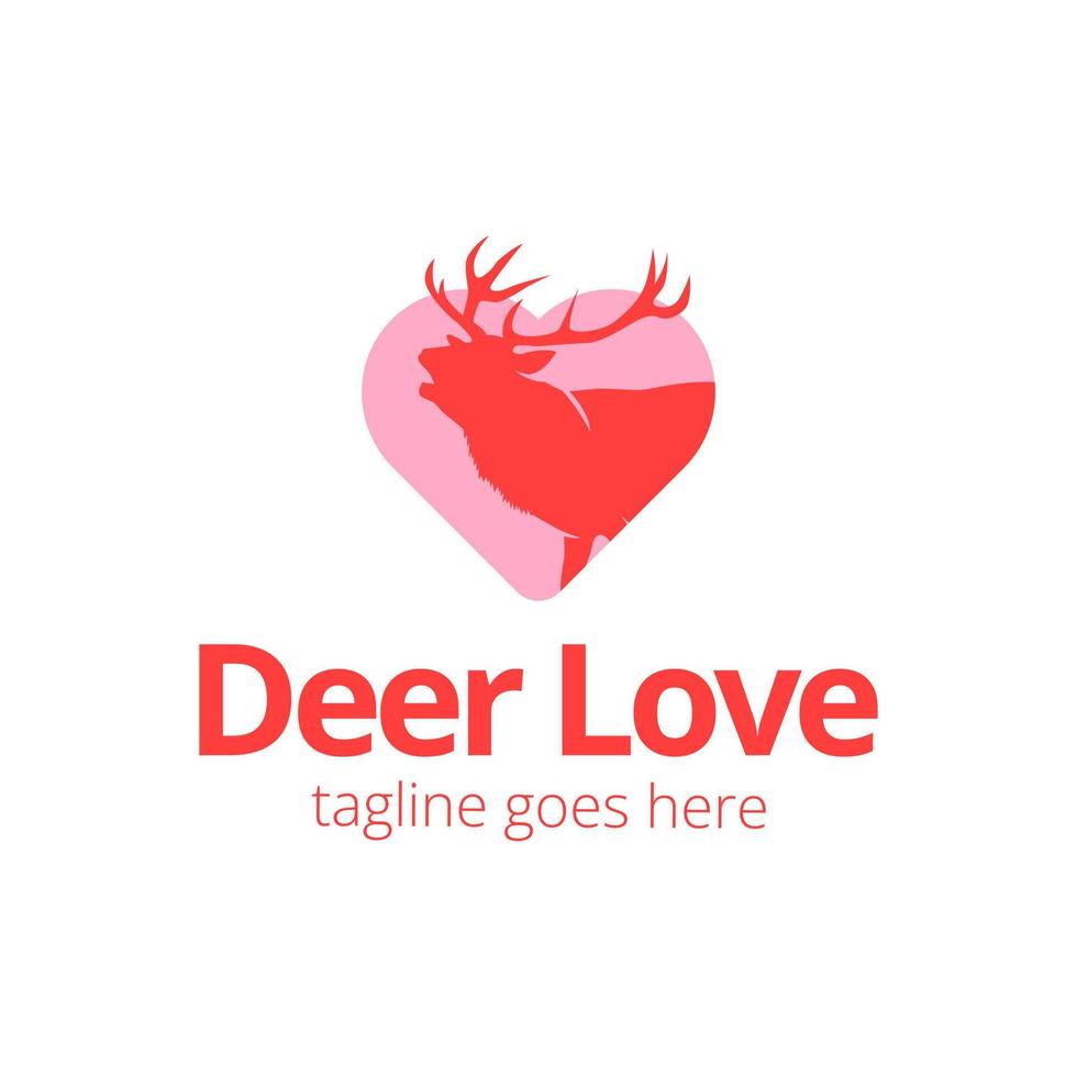 Deer Love Logo Design Template with deer icon and love. Perfect for business, company, mobile, app, zoo, etc. vector