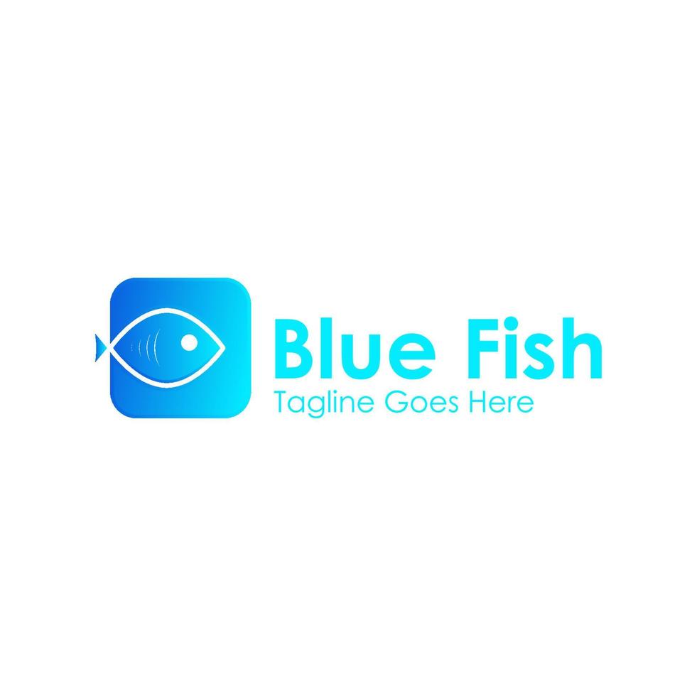 Blue Fish Logo Design Template with a fish icon. Perfect for business, company, mobile, app, restaurant, etc vector