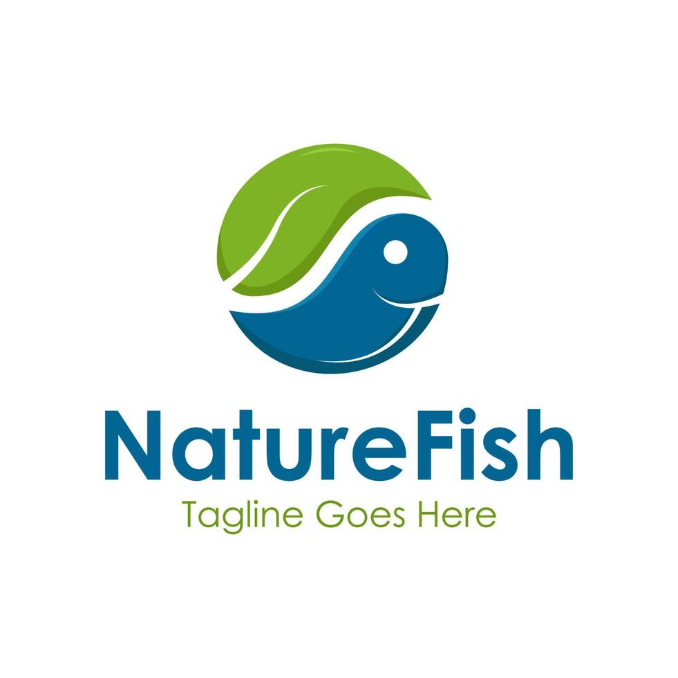 Nature Fish Logo Design Template with a fish icon and leaf. Perfect for business, company, mobile, app, restaurant, etc vector