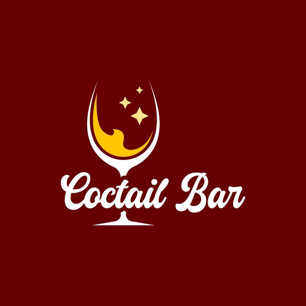 Cocktail Bar Logo Design Template with glass cocktail. Perfect for business, company, mobile, app, restaurant, etc vector