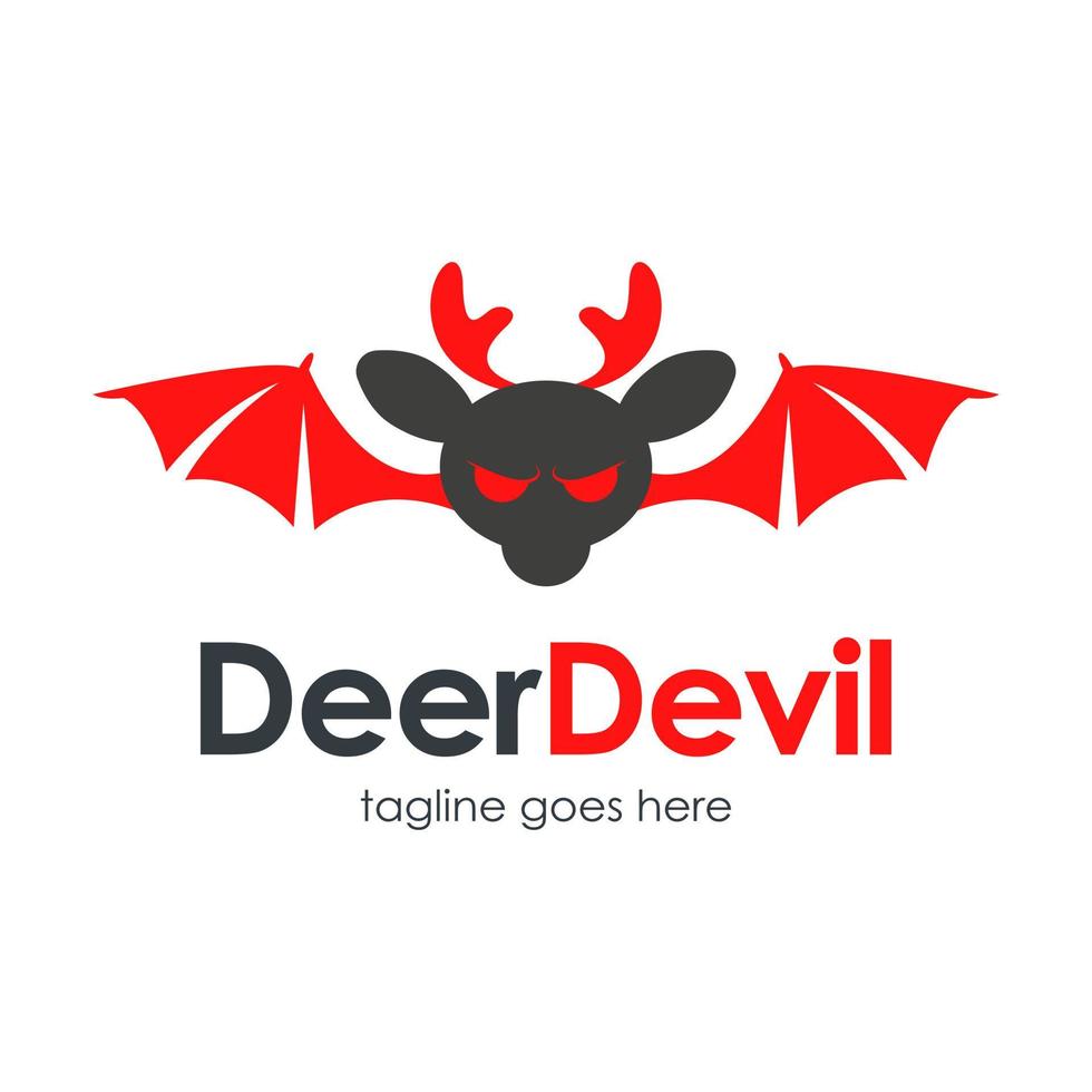 Deer Devil Logo Design Template with deer icon devil wings. Perfect for business, company, mobile, app, zoo, etc. vector