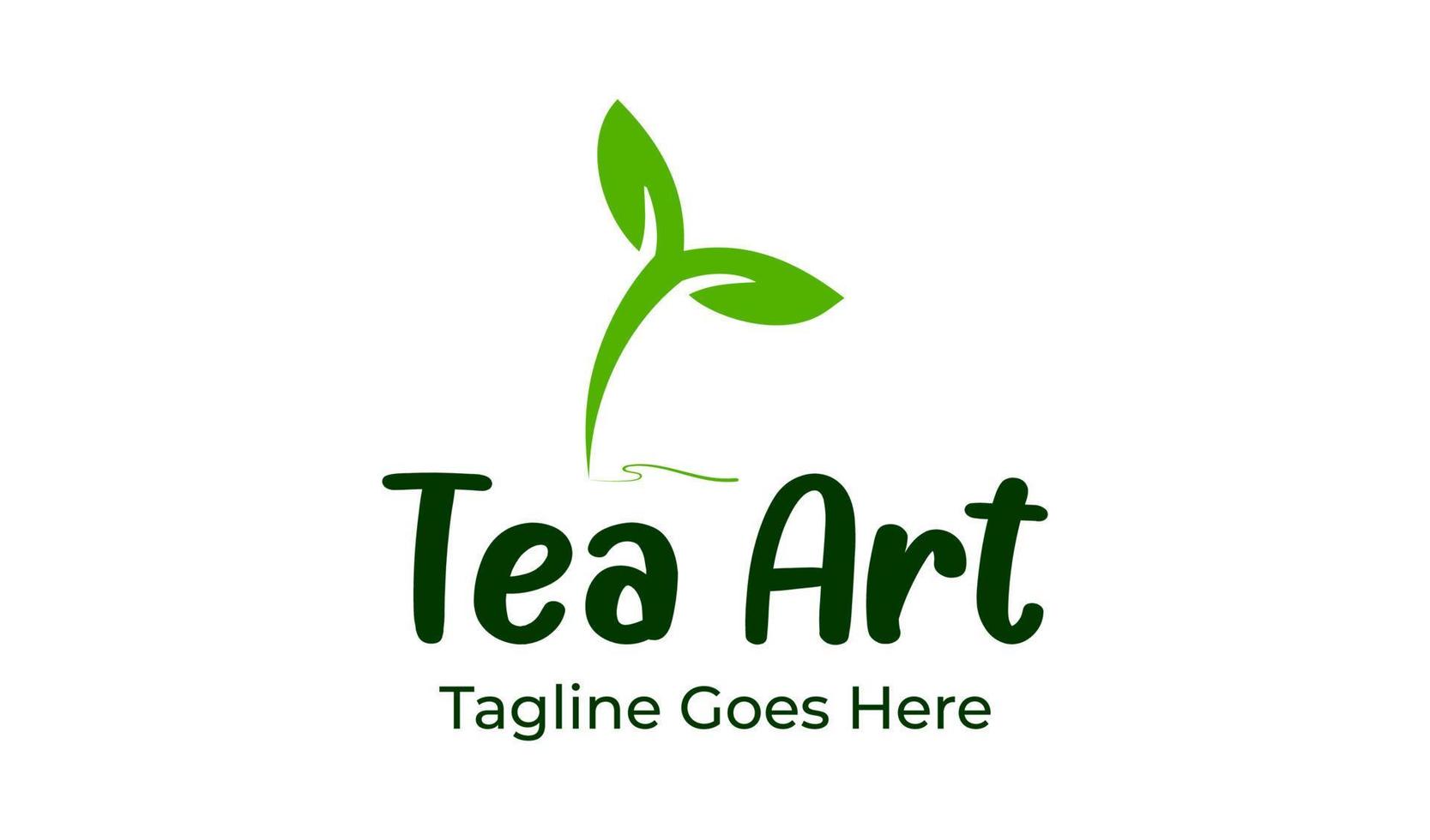 Tea Art Logo Design Template with tea icon and pen art. Perfect for business, company, restaurant, mobile, app, etc vector